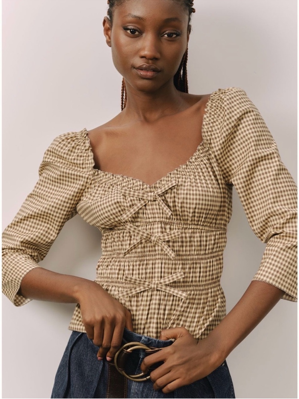 Reformation Lauryn Plaid Check Top